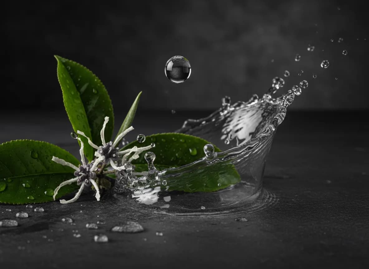 Active ingredients — green tea and witch hazel in water